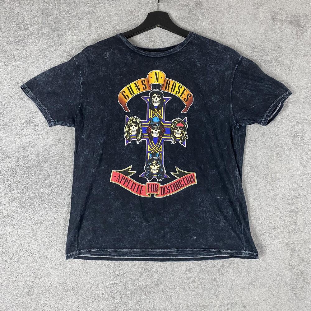 Guns N Roses Shirt Mens Medium Black Bravado Appetite For Destruction Band Tee